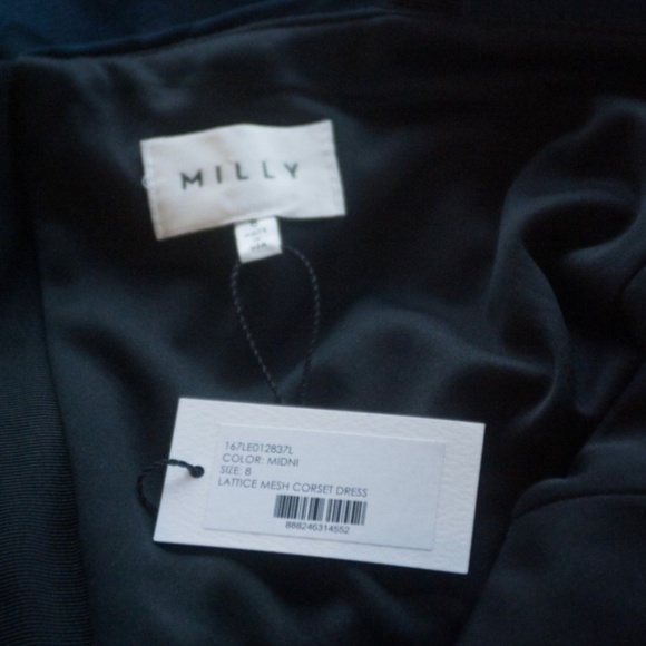NWT Milly Size 8 Navy Blue Lattice Dress - Picture 4 of 8